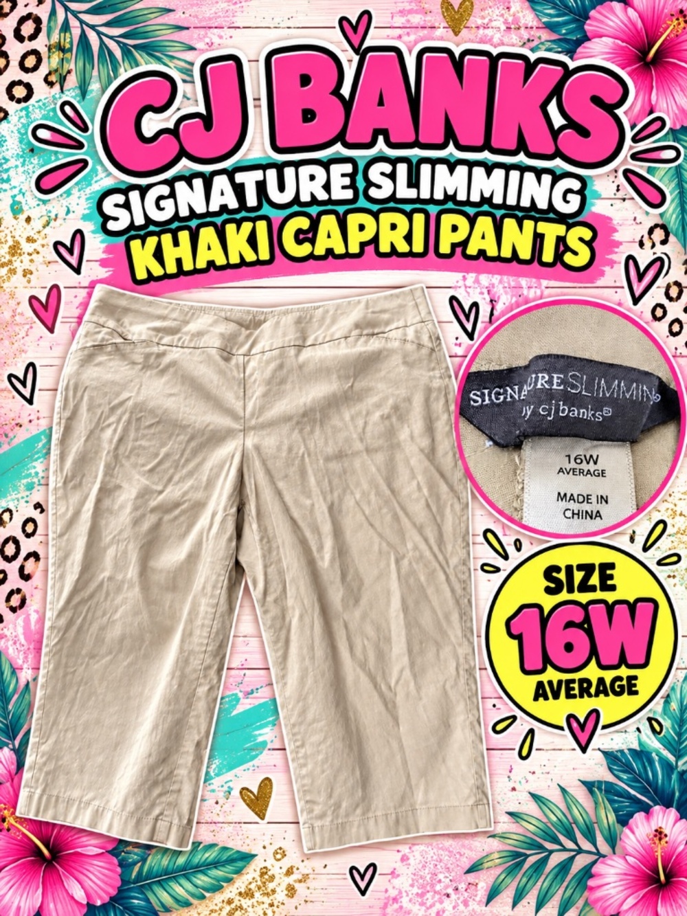 Banks Signature Slimming Khaki Capri Pants • Women’s 16W Average